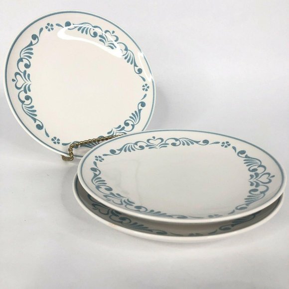 3 Franciscan Blue Fancy Pattern Bread & Butter Plate 1960s Whitestone Ware VTG - Picture 1 of 6